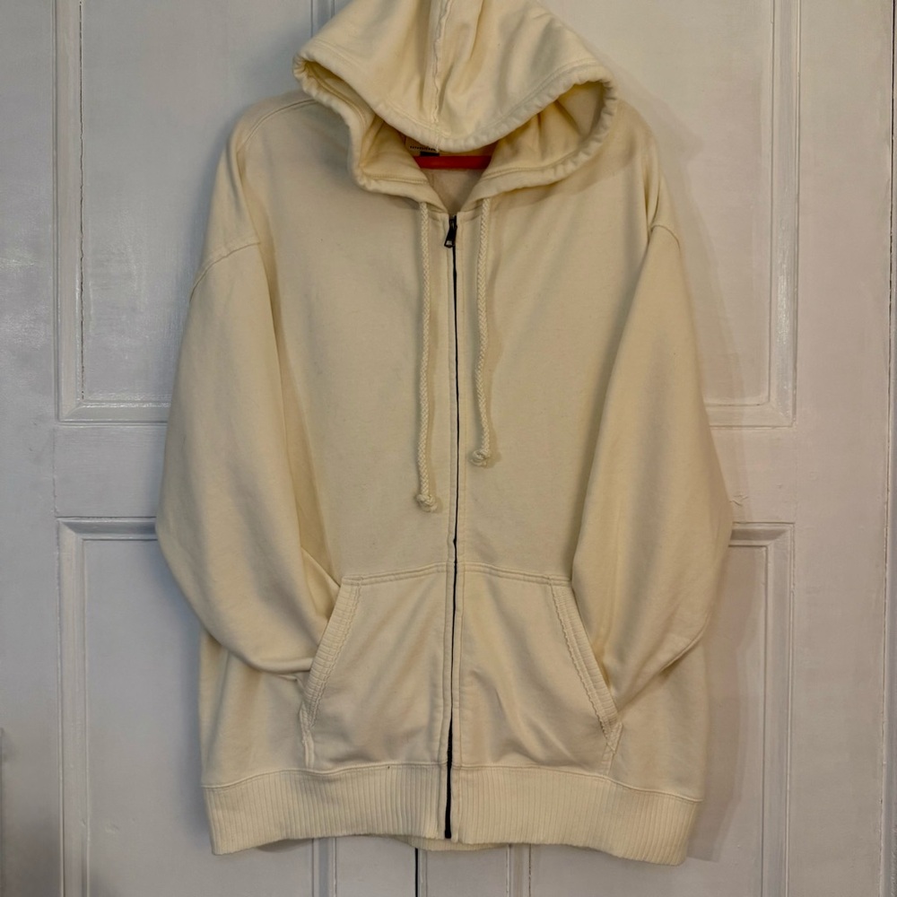 American Eagle Outfitters NWT Cream Full Zip Up Hoodie - L/XL